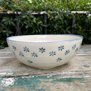 McGee White pottery serving bowl flowers